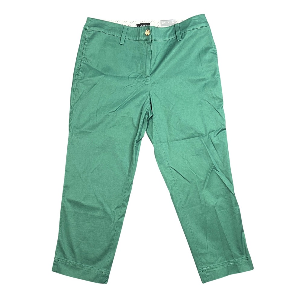 NWT Talbots Perfect Crop Pant Women's 6P Green Slim Leg Petite 384456